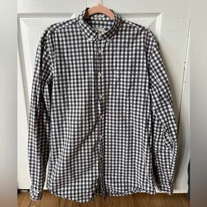 Frank & Oak - The Brandford Shirt Grey and White Checkered. Medium Tall